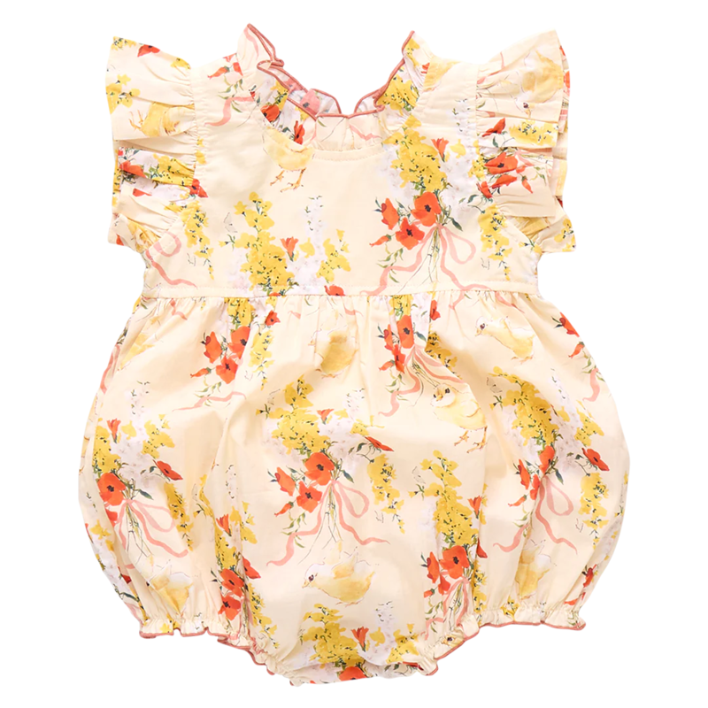 PINK CHICKEN baby girl jennifer bubble - yellow chicks