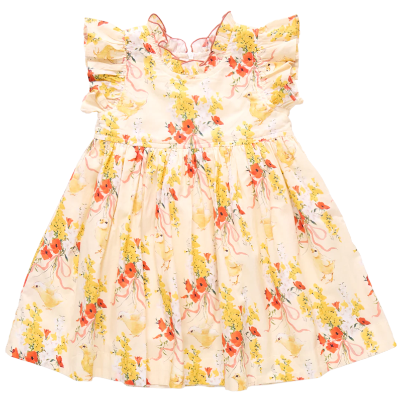 PINK CHICKEN girls jennifer dress - yellow chicks