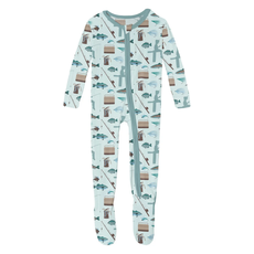KICKEE PANTS FOOTIE W/2WAY ZIPPER FRESH AIR FISHING