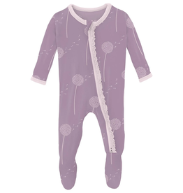 KICKEE PANTS LAYETTE RUFFLE FOOTIE W/2 WAY ZIPPER LAV DANDELION