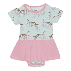 KICKEE PANTS SHORT SLEEVE SKIRTED ONE PIECE FRESH AIR BIRD BRANCH