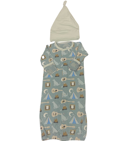 KICKEE PANTS LAYETTE GOWN CONVERTER & SINGLE HAT SET JADE CAMPFIRE