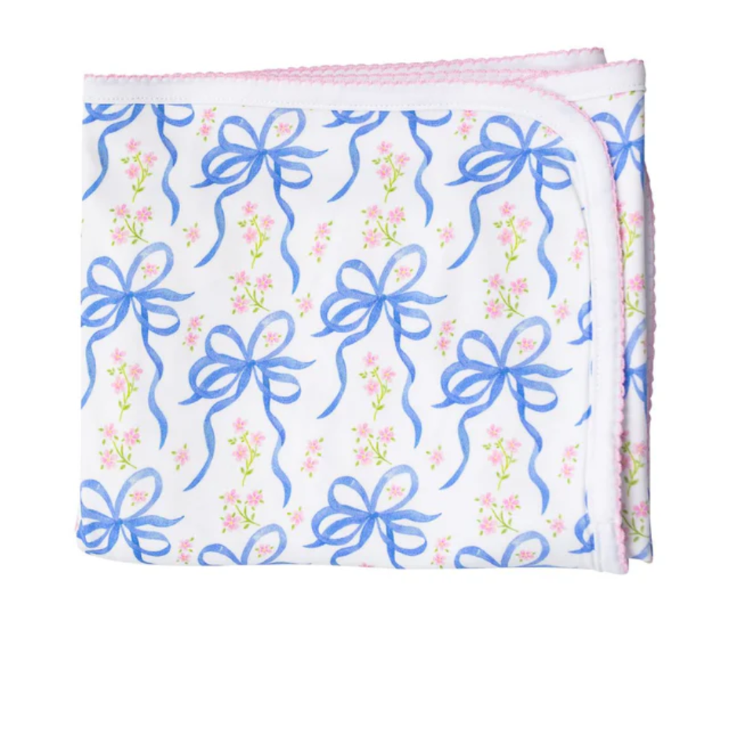 THE PROPER PEONY BLOSSOM BOW RECEIVING BLANKET