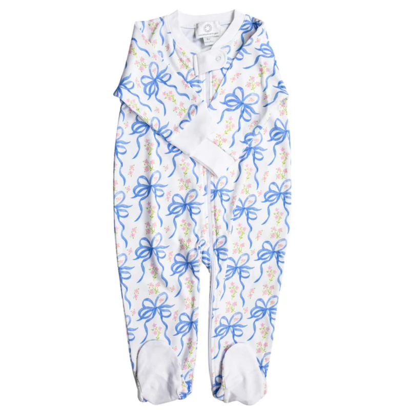 THE PROPER PEONY BLOSSOM BOW ZIP FOOTIE