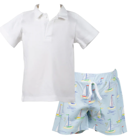 THE PROPER PEONY PIMA SOLIDS WHITE POLO/MARINER BOY SHORTS