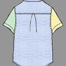 PINK CHICKEN boys jack shirt - color block seersucker