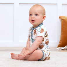 TESA BABE JUNGLE JAMBOREE SS HENLEY SHORTIE ROMPER