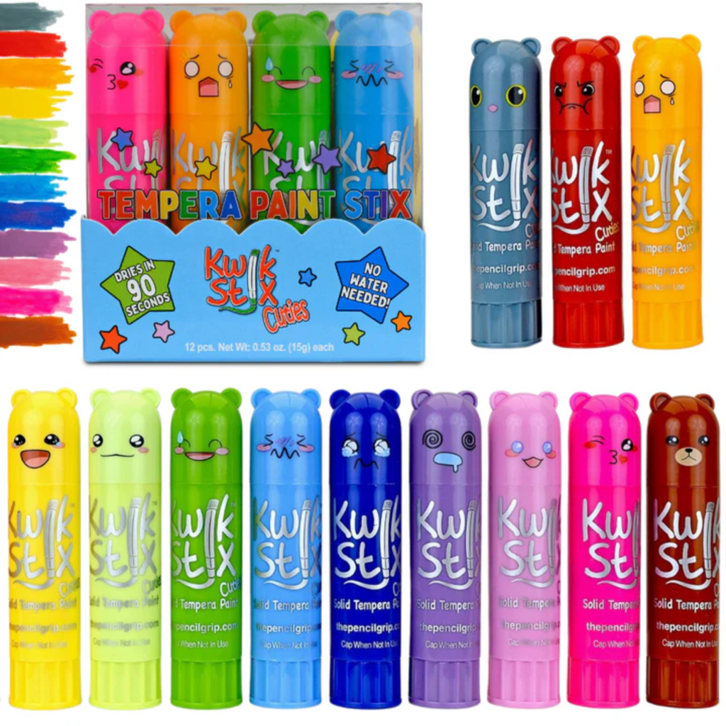 THE PENCIL GRIP, INC KWIK STIX CUTIES 15g 12 PRIMARY COLORS