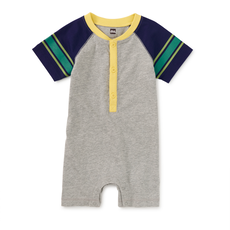 ATHLETIC HENLEY BABY ROMPER-MED HEATHER GREY