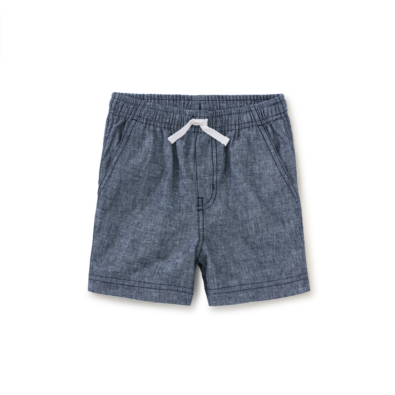 CHAMBRAY SPORT SHORTS-INDIGO