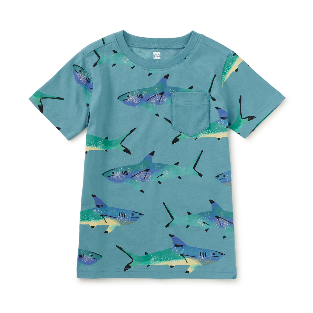 PRINTED POCKET TEE-PAINTED SHARK