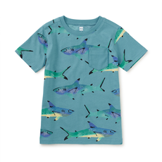 PRINTED POCKET TEE-PAINTED SHARK
