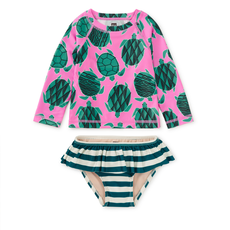 RASH GUARD BABY SWIM SET-TILED TURTLES