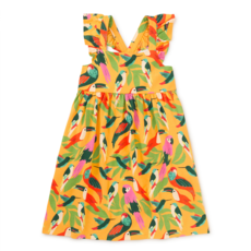 RUFFLE STRAP DRESS-WILD BIRDS