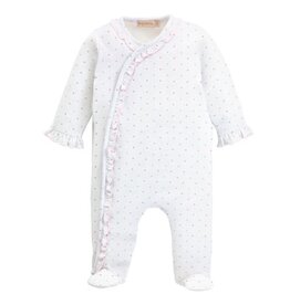 BABY CLUB CHIC pink dots printed footie w/ ruffles