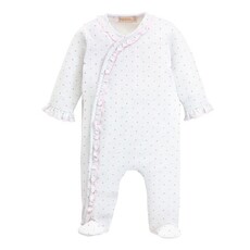 BABY CLUB CHIC pink dots printed footie w/ ruffles