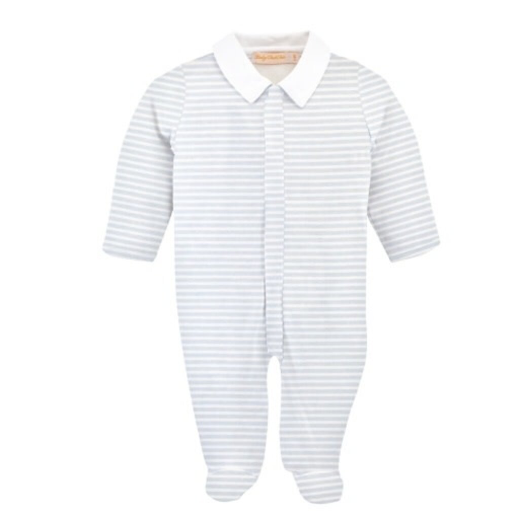 BABY CLUB CHIC light blue stripes printed footie w/collar