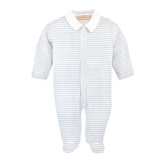 BABY CLUB CHIC light blue stripes printed footie w/collar