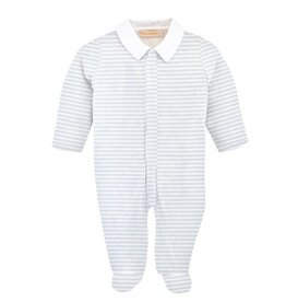 BABY CLUB CHIC light blue stripes printed footie w/collar