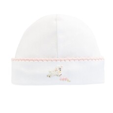 BABY CLUB CHIC baby lambs - pink round hat w/crochet trim