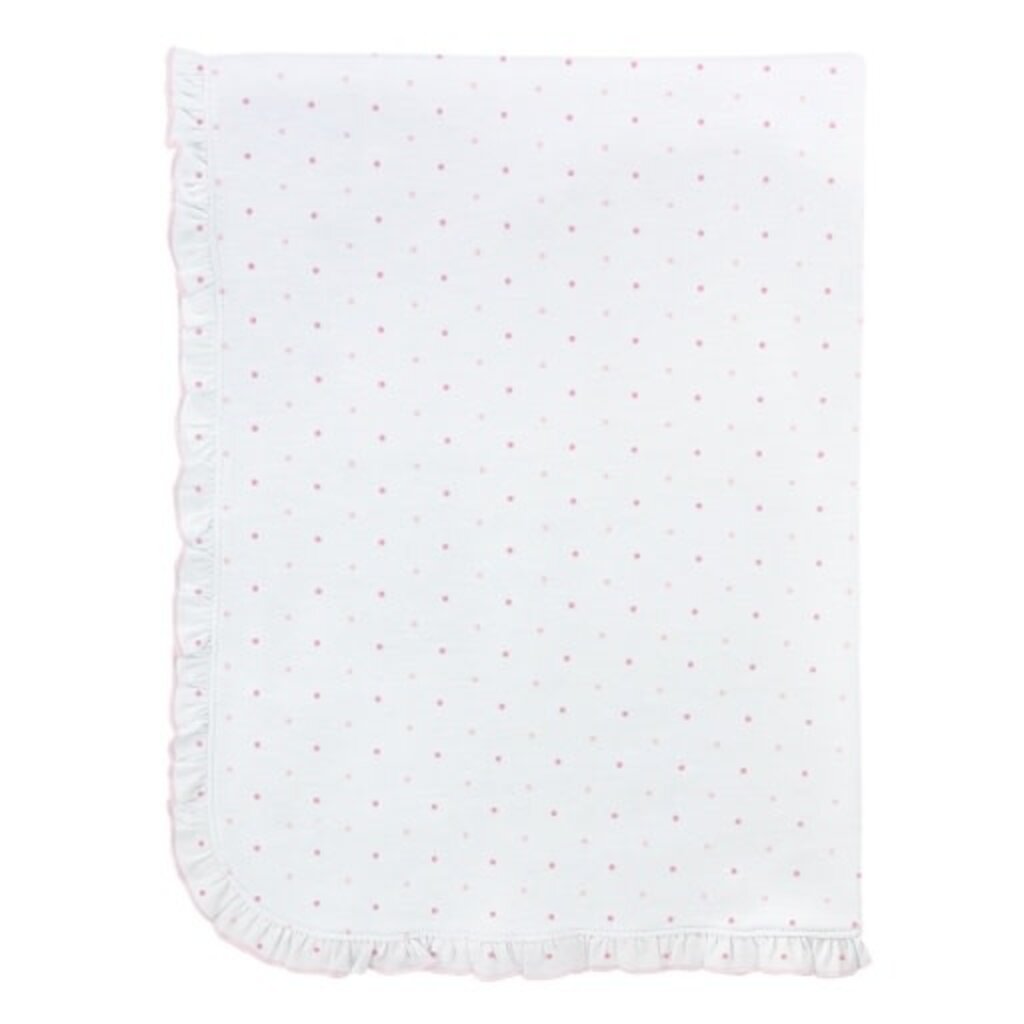 BABY CLUB CHIC pink dots blanket w/ruffle