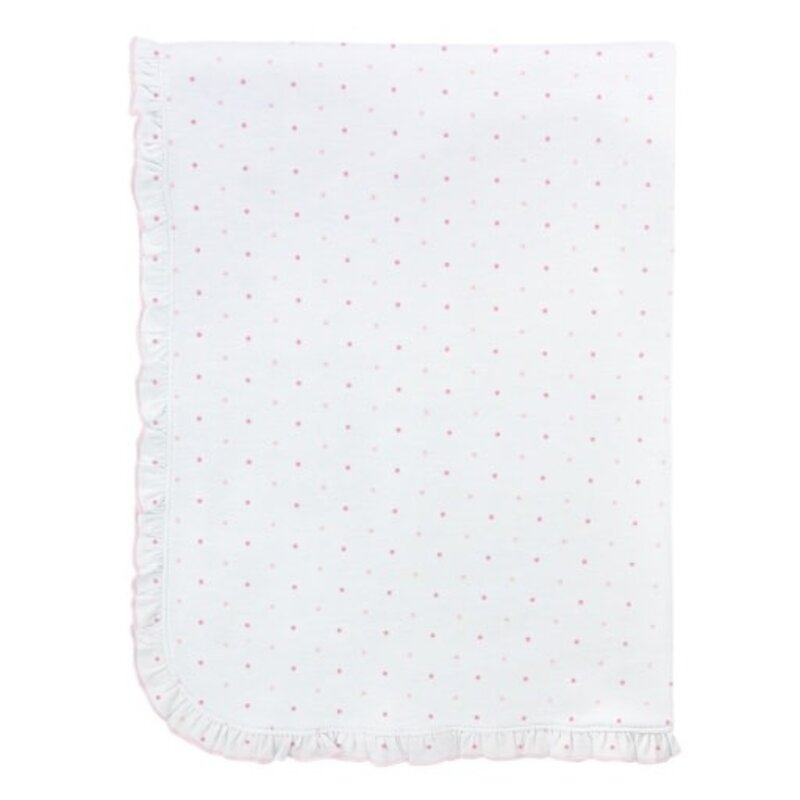 BABY CLUB CHIC pink dots blanket w/ruffle