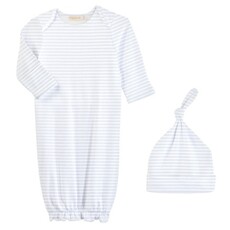 BABY CLUB CHIC light blue stripes printed gown and hat set