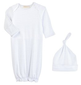 BABY CLUB CHIC light blue stripes printed gown and hat set