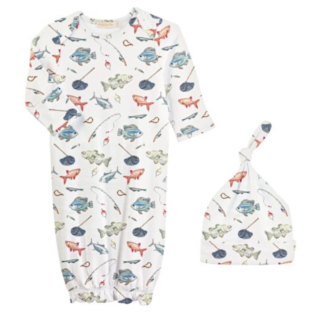 BABY CLUB CHIC fishing day gown & hat set