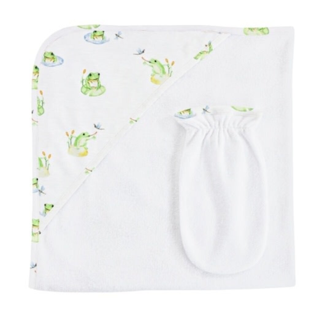 BABY CLUB CHIC Baby Frog Hooded Towel w/Mitt Set