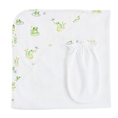 BABY CLUB CHIC Baby Frog Hooded Towel w/Mitt Set