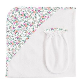 BABY CLUB CHIC blush floral hooded towel w/mitt set