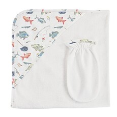 BABY CLUB CHIC fishing day hooded towel w/mitt set