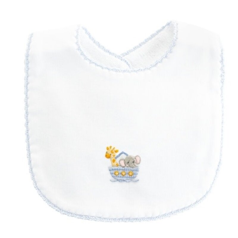 BABY CLUB CHIC noah's ark - blue bib w/crochet trim