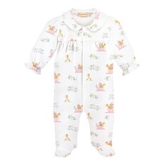 BABY CLUB CHIC noah's ark pink printed footie w/round collar