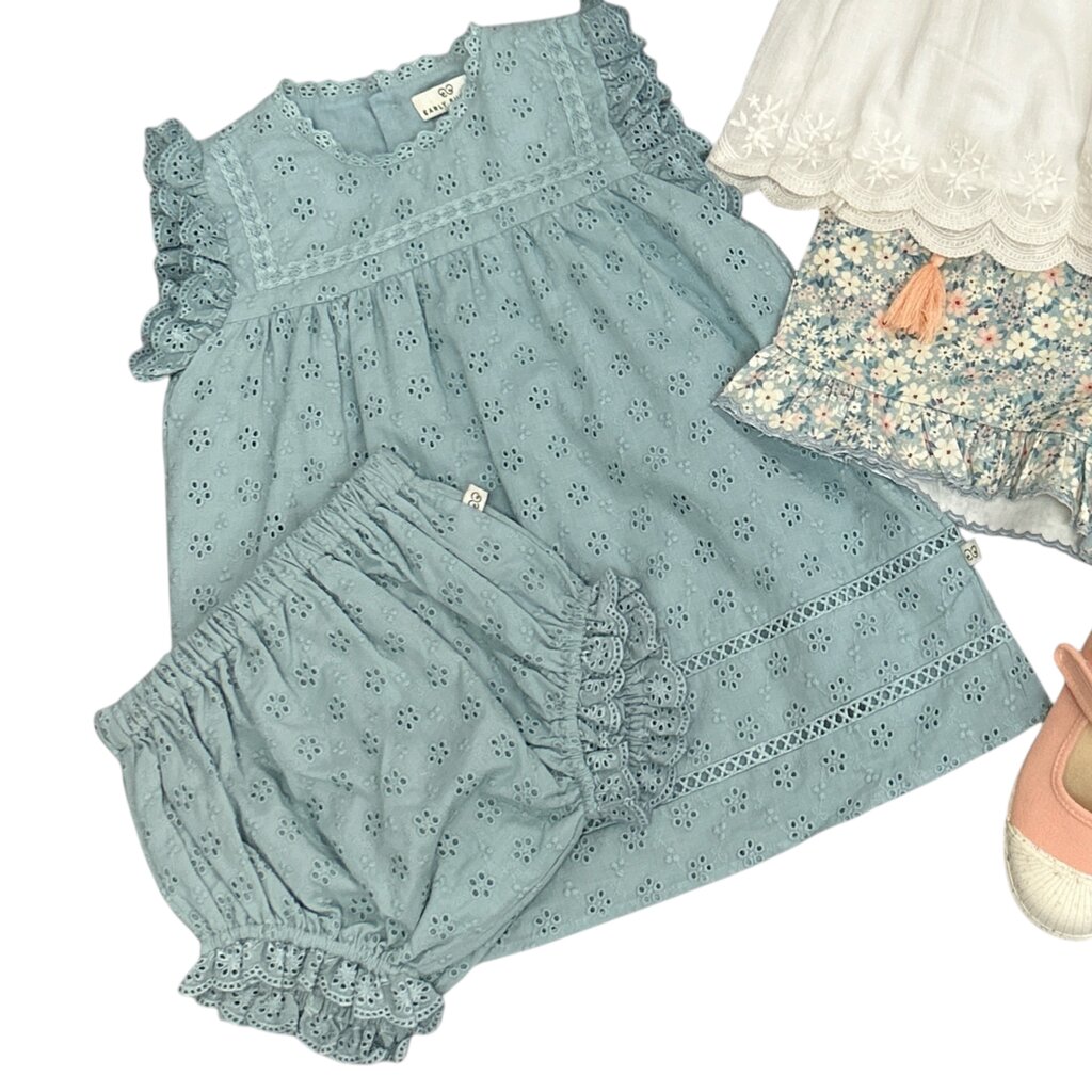 EARLY SUNDAY SUSIE DRESS + BLOOMER EYELET EMB