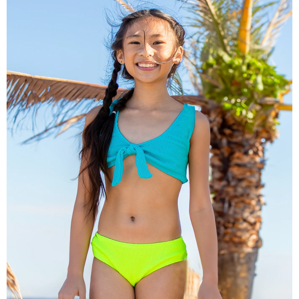 LIMEAPPLE IZY-CRINKLE TIE FRONT BIKINI SET