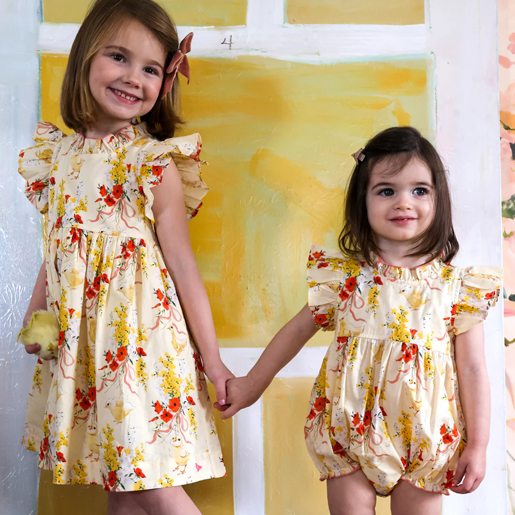 PINK CHICKEN baby girl jennifer bubble - yellow chicks