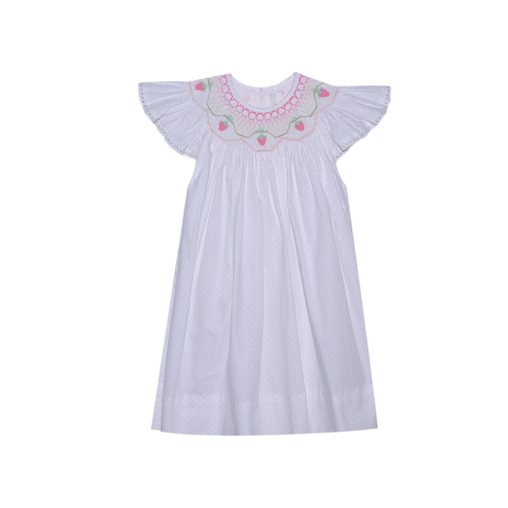 REMEMBER NGUYEN PINK SAVANNAH ANGEL BISHOP DRESS-STRAWBERRIES