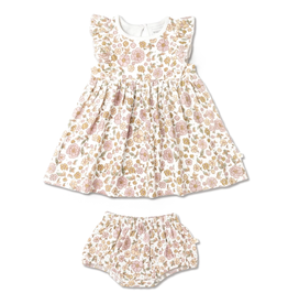 MAKEMAKE ORGANICS FLUTTER DRESS - SUMMER GARDEN