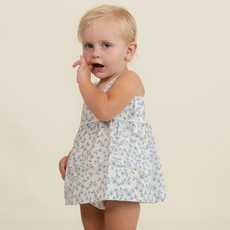 MAKEMAKE ORGANICS SCALLOPED TOP & BLOOMERS SET - BLUE VINES