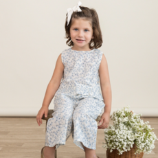MAKEMAKE ORGANICS RUFFLE TOP & PANTS SET - BLUE VINES