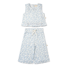 MAKEMAKE ORGANICS RUFFLE TOP & PANTS SET - BLUE VINES