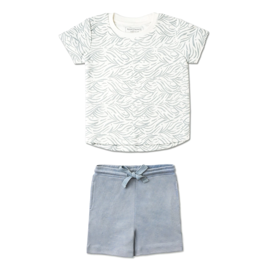 MAKEMAKE ORGANICS TEE & SHORTS SET - WAVES