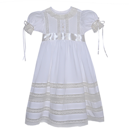 PHEONIX N REN WHITE LILY ROSE DRESS W/ECRU LACE