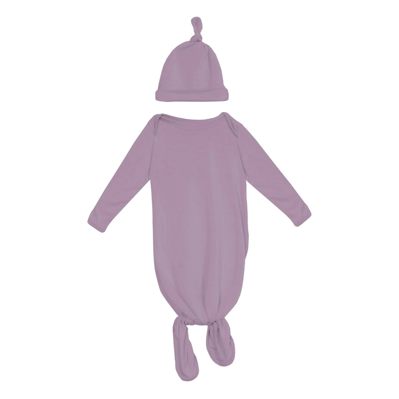 KICKEE PANTS KNOTTED GOWN & HAT SET
