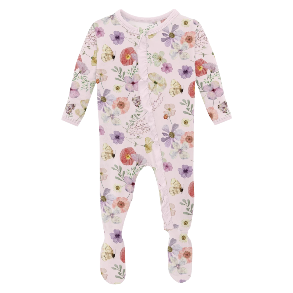 KICKEE PANTS RUFFLE FOOTIE W/2WAY ZIPPER