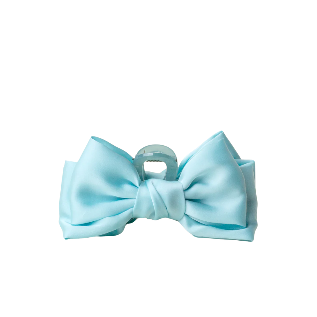 THE DARLING EFFECT SATIN BOW CLAW CLIP-AQUA