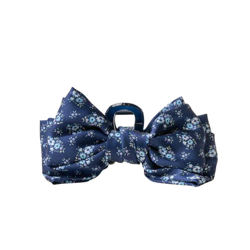 THE DARLING EFFECT SATIN BOW CLAW CLIP-ED NAVY