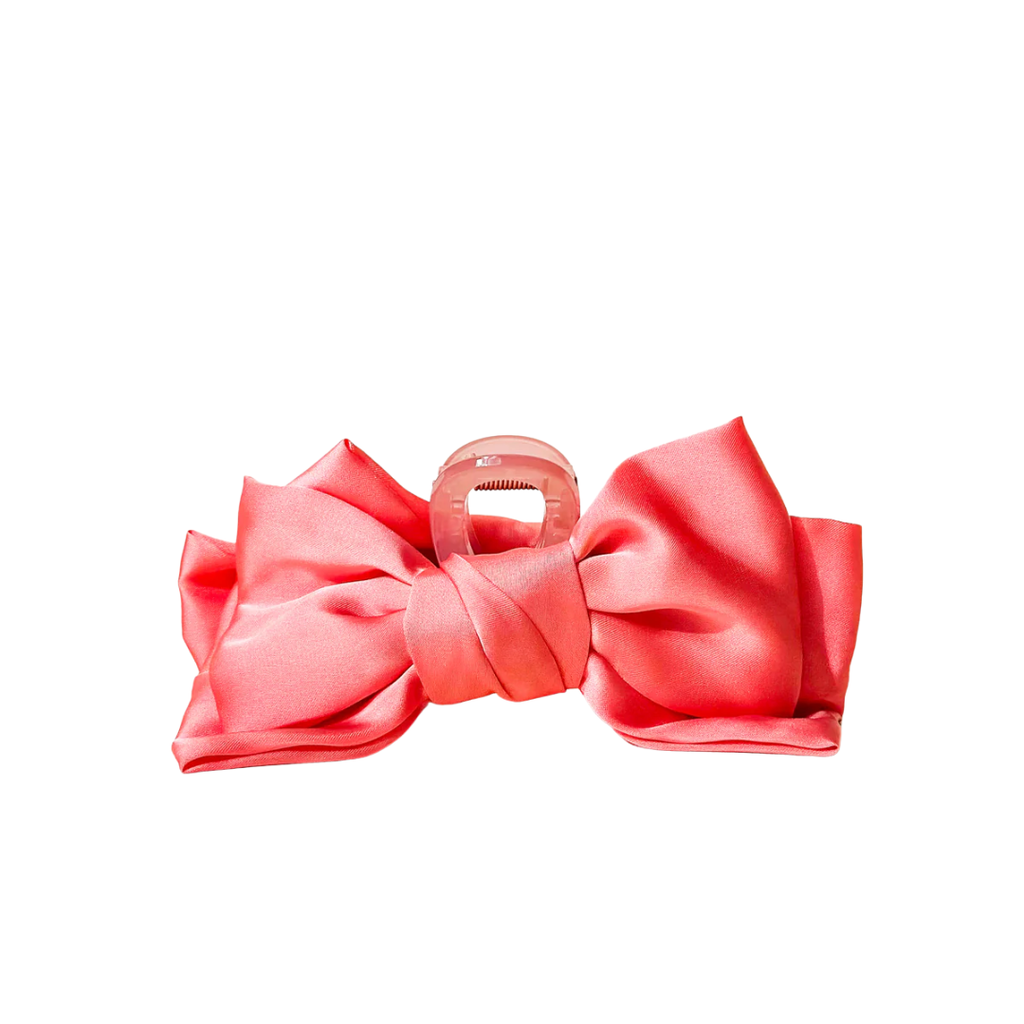 THE DARLING EFFECT SATIN BOW CLAW CLIP-ROSE
